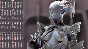 Картинка календари фэнтези девушка существо повязка