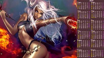 Картинка календари фэнтези существо девушка пламя