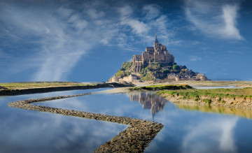 Картинка mont+st+michel города крепость+мон-сен-мишель+ франция простор