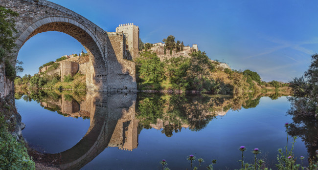 Обои картинки фото toledo,  puente de alcantara, города, толедо , испания, простор