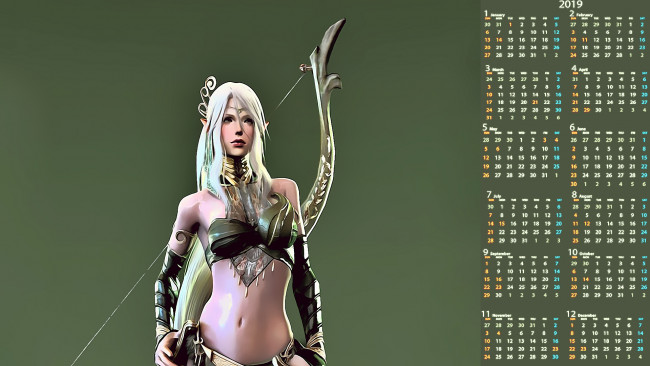 Обои картинки фото календари, фэнтези, девушка, оружие