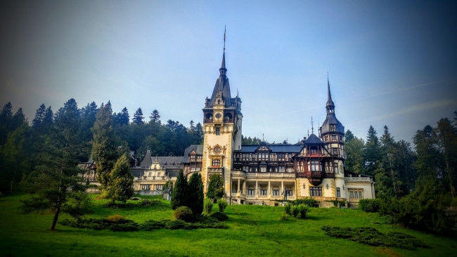 Обои картинки фото peles castle - romania, города, - дворцы,  замки,  крепости, простор