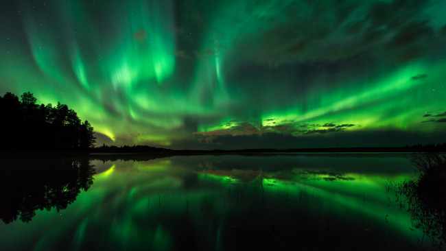 Обои картинки фото природа, северное сияние, простор