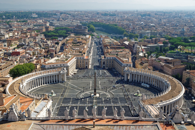 Обои картинки фото st,  peter&, 180, s square, города, рим,  ватикан , италия, простор