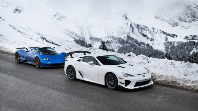 Обои картинки фото автомобили, разные вместе, pagani, zonda, s, lexus, lfa