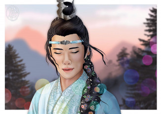 Картинка рисованное кино +мультфильмы лань ванцзи коса цветы