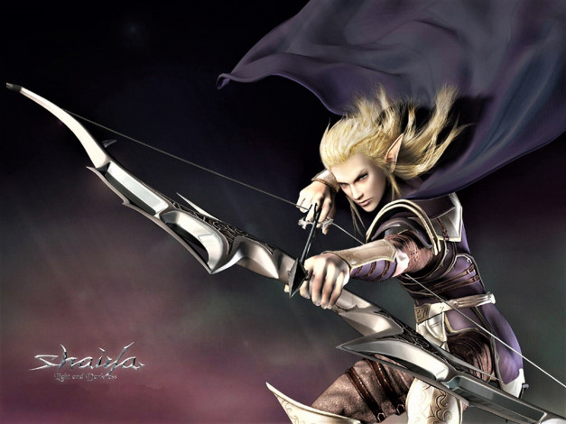 Обои картинки фото видео игры, shaiya,  light and darkness, эльф, лук, плащ