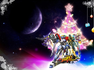 обоя видео игры, zero online, персонажи, ёлка, подарки, снежинки, планеты