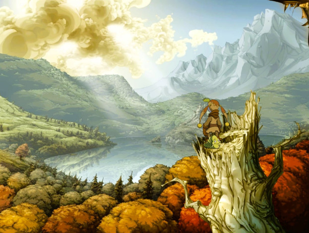 Обои картинки фото видео игры, the whispered world, существа, горы, лес, осень, озеро