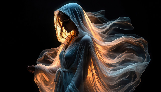 Обои картинки фото девушка, 3д графика, люди , people, фон, облака