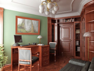 обоя интерьер, кабинет, библиотека, офис