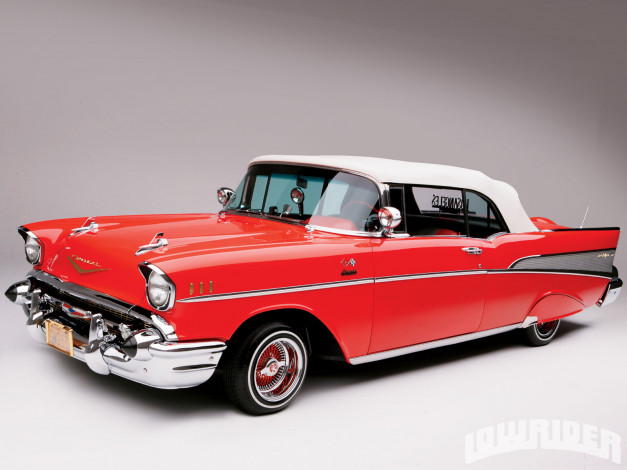 Обои картинки фото 1957, chevy, bel, air, convertible, автомобили, chevrolet, lowrider