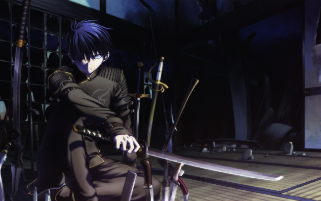 Обои картинки фото аниме, weapon, blood, technology