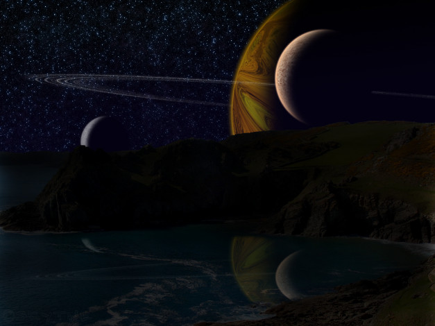 Обои картинки фото космос, арт, звезды, планеты