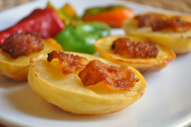 Обои картинки фото еда, картофель, запечённый, сало