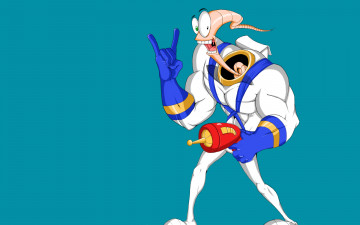обоя earthworm, jim, видео, игры, оружие, червяк