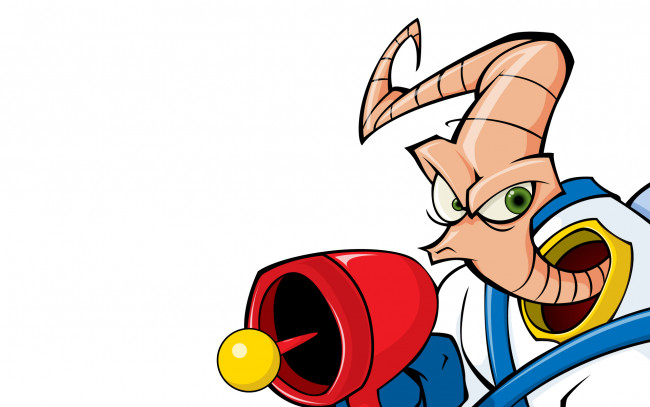 Обои картинки фото earthworm, jim, видео, игры, червяк, оружие