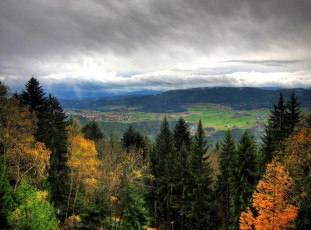 Картинка германия бавария природа пейзажи луга лес поля городок