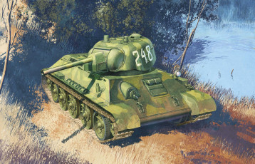 Картинка рисованные армия обр 1942г т-34-76 танк ww2 вов ссср