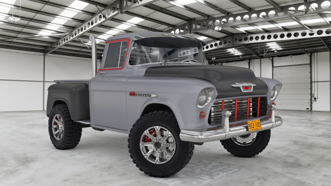 Обои картинки фото автомобили, 3д, 3100, chevrolet, 1955, pickup