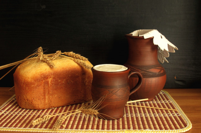 Обои картинки фото еда, масло, молочные, продукты, хлеб, сметана