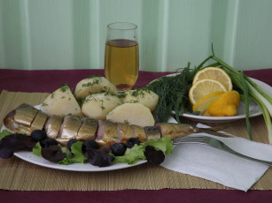 Картинка еда натюрморт картофель рыба