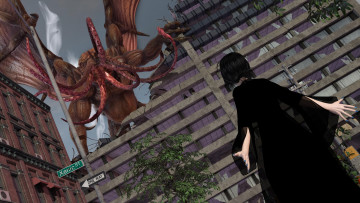 Картинка 3д+графика фантазия+ fantasy дома существо фон взгляд девушка