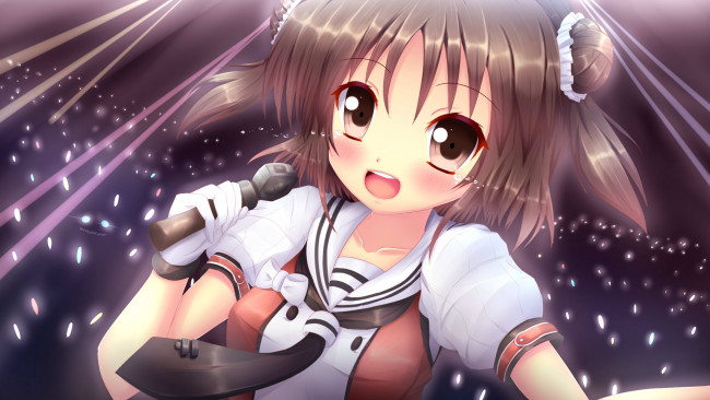 Обои картинки фото аниме, kantai collection, kancolle, naka, kantai, collection, слёзы, девочка