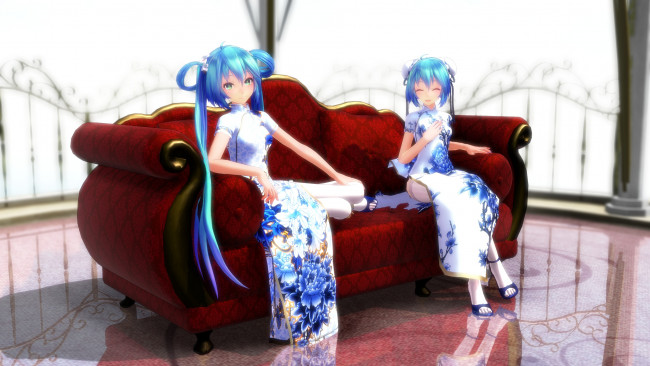 Обои картинки фото аниме, vocaloid, девушки, арт, rongsama, hatsune, miku