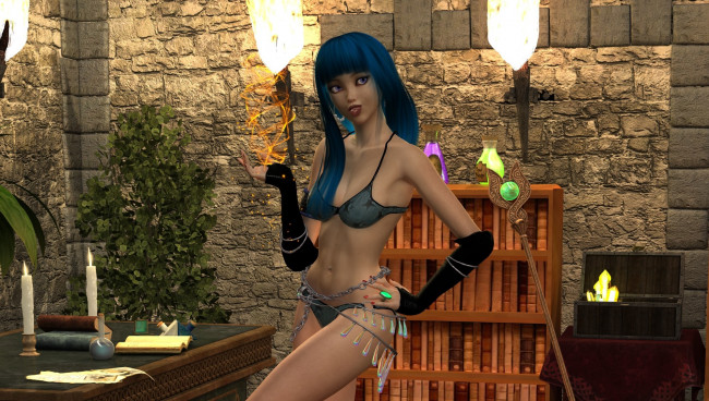 Обои картинки фото 3д графика, фантазия , fantasy, магия, свечи, фон, взгляд, девушка