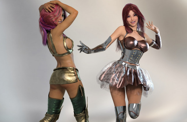 Обои картинки фото 3д графика, люди , people, взгляд, девушки, фон