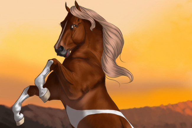 Обои картинки фото рисованное, животные,  лошади, фон, лошадь