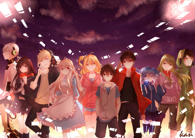 Обои картинки фото аниме, kagerou project, kagerou, project, tateyama, ayano, seto, kousuke, kozakura, mary, kido, tsubomi, kokonose, haruka, kisaragi, shintaro, momo, парни, enomoto, takane, amamiya, hibiya, девушки, арт, mekakucity, actors, kano, shuuya