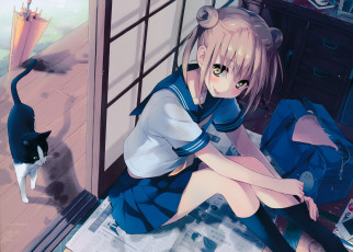 Картинка аниме животные +существа девушка