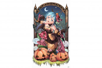 Картинка аниме магия +колдовство +halloween девушка