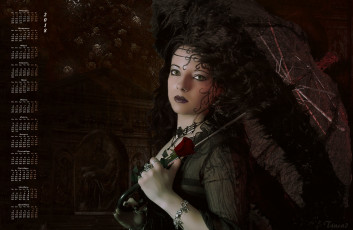 Картинка календари девушки взгляд украшения зонт 2018