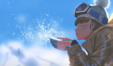 Картинка аниме зима +новый+год +рождество девочка