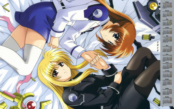 Картинка календари аниме 2018 прикосновение униформа девушка двое