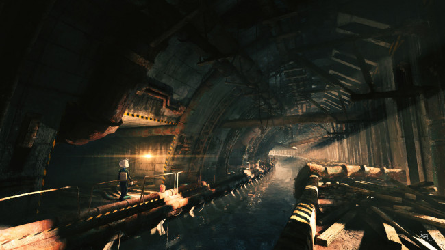 Обои картинки фото аниме, город,  улицы,  интерьер,  здания, тоннель