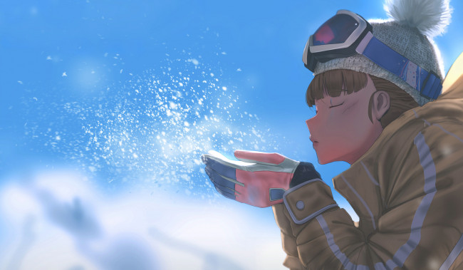 Обои картинки фото аниме, зима,  новый год,  рождество, девочка