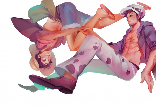 Обои картинки фото аниме, one piece, law, luffy