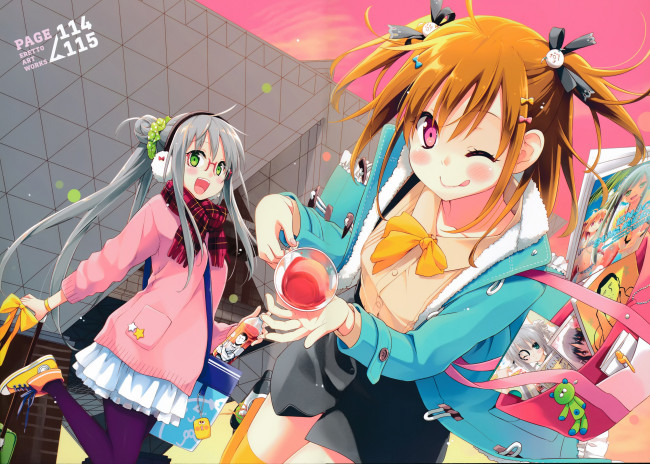 Обои картинки фото аниме, kantoku , artbook, девушки