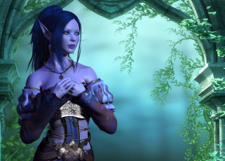 Картинка 3д+графика эльфы+ elves взгляд эльфийка фон