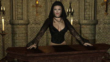 Картинка 3д+графика фантазия+ fantasy фон взгляд девушка