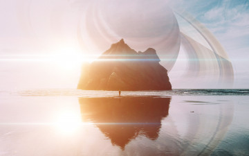 Картинка 3д+графика атмосфера настроение+ atmosphere+ +mood+ человек планета поверхность