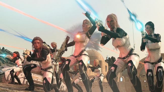 Обои картинки фото 3д графика, фантазия , fantasy, фон, взгляд, девушки