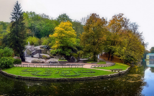 Обои картинки фото природа, парк, аллеи, озеро