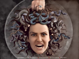 Картинка календари фэнтези голова 2019 calendar лицо рука змея