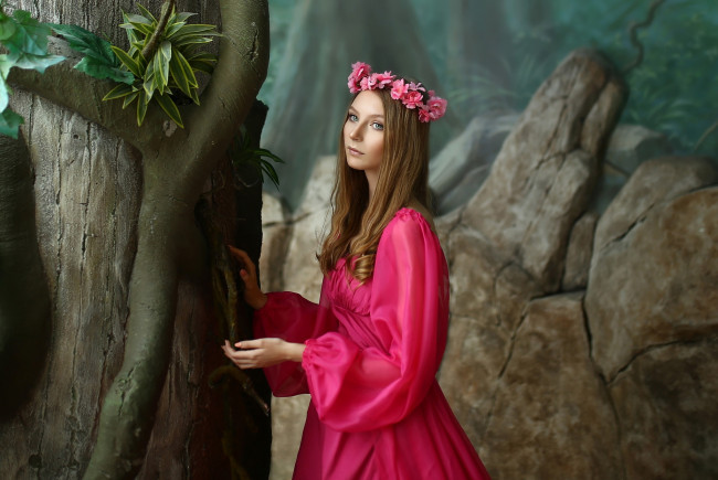 Обои картинки фото девушки, - брюнетки,  шатенки, венок