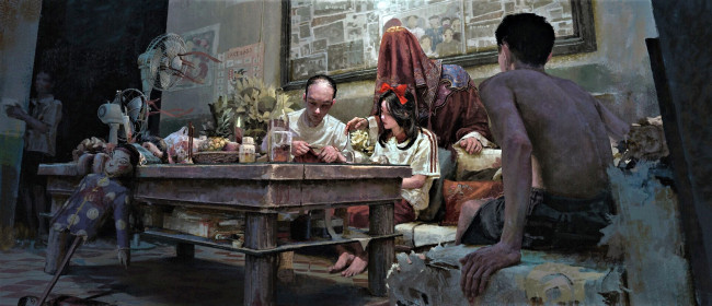 Обои картинки фото фэнтези, существа, семья, стол